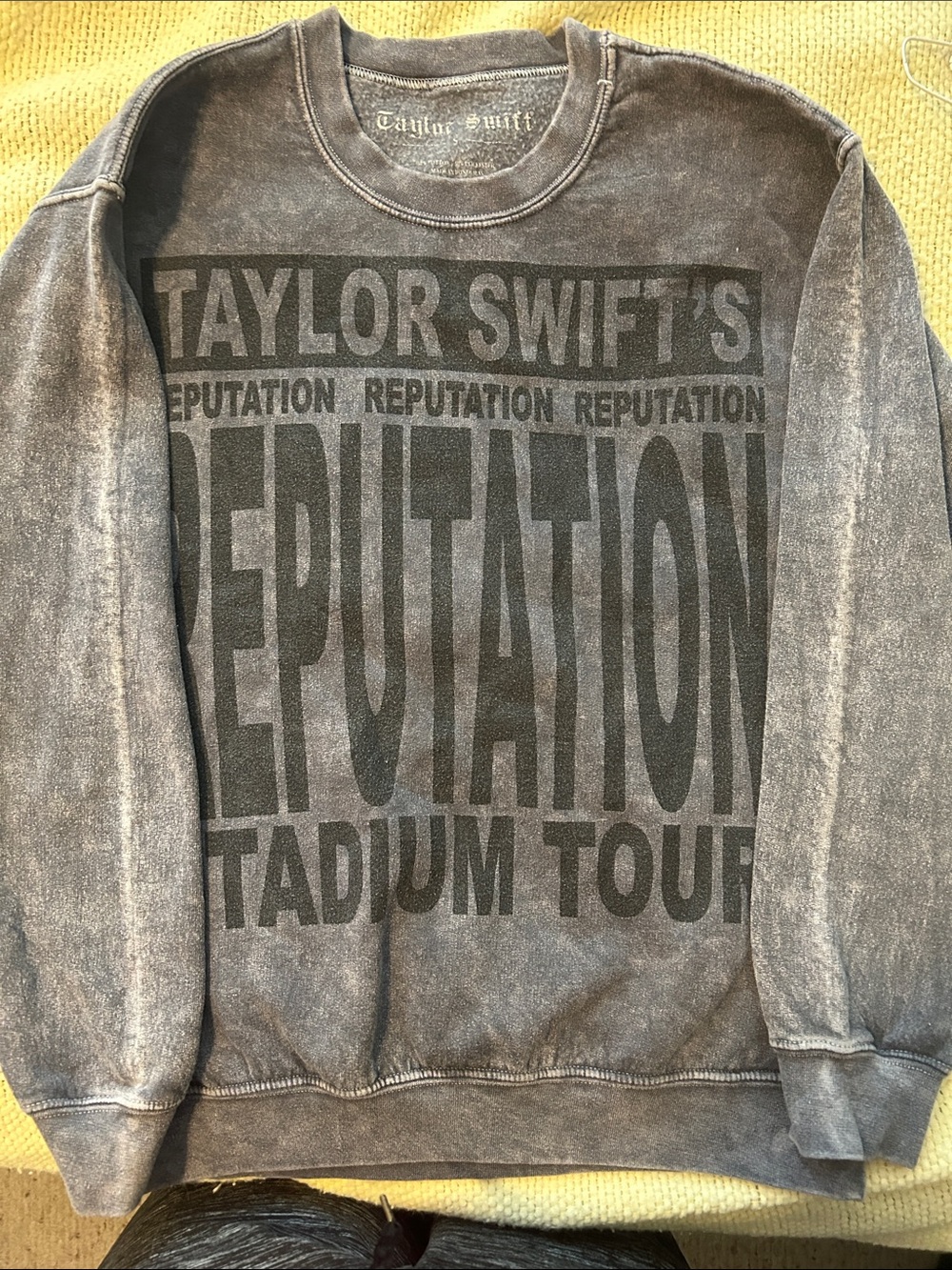 Taylor Swift Gray Washed Graphic Crewneck Sweatshirt